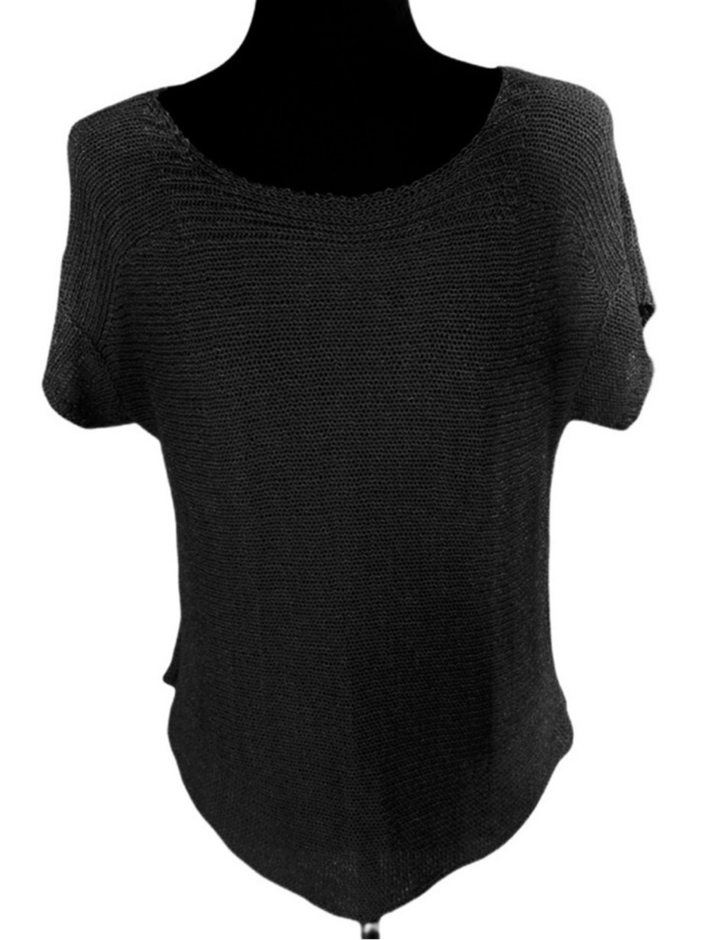 ✅ Cupio Black Boat neck short sleeve knitted blouse top size S